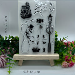 Winter Snowman Christmas Rubber Stamp for DIY Scrapbooking
