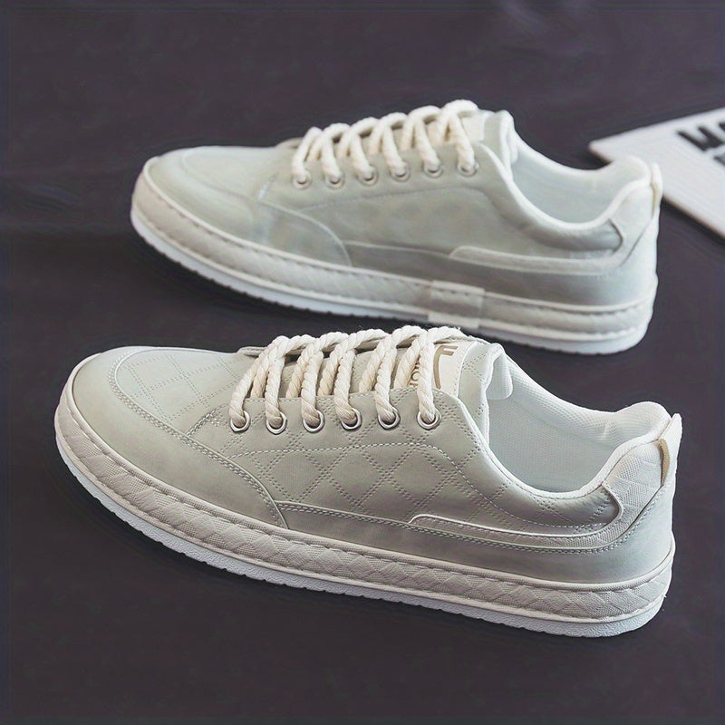 Men's Lace Up Leather Sneakers, Casual Outdoor Shoes