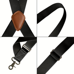Men's Side Clip Suspenders Bronze Hook Buckle Elastic Casual Suspender