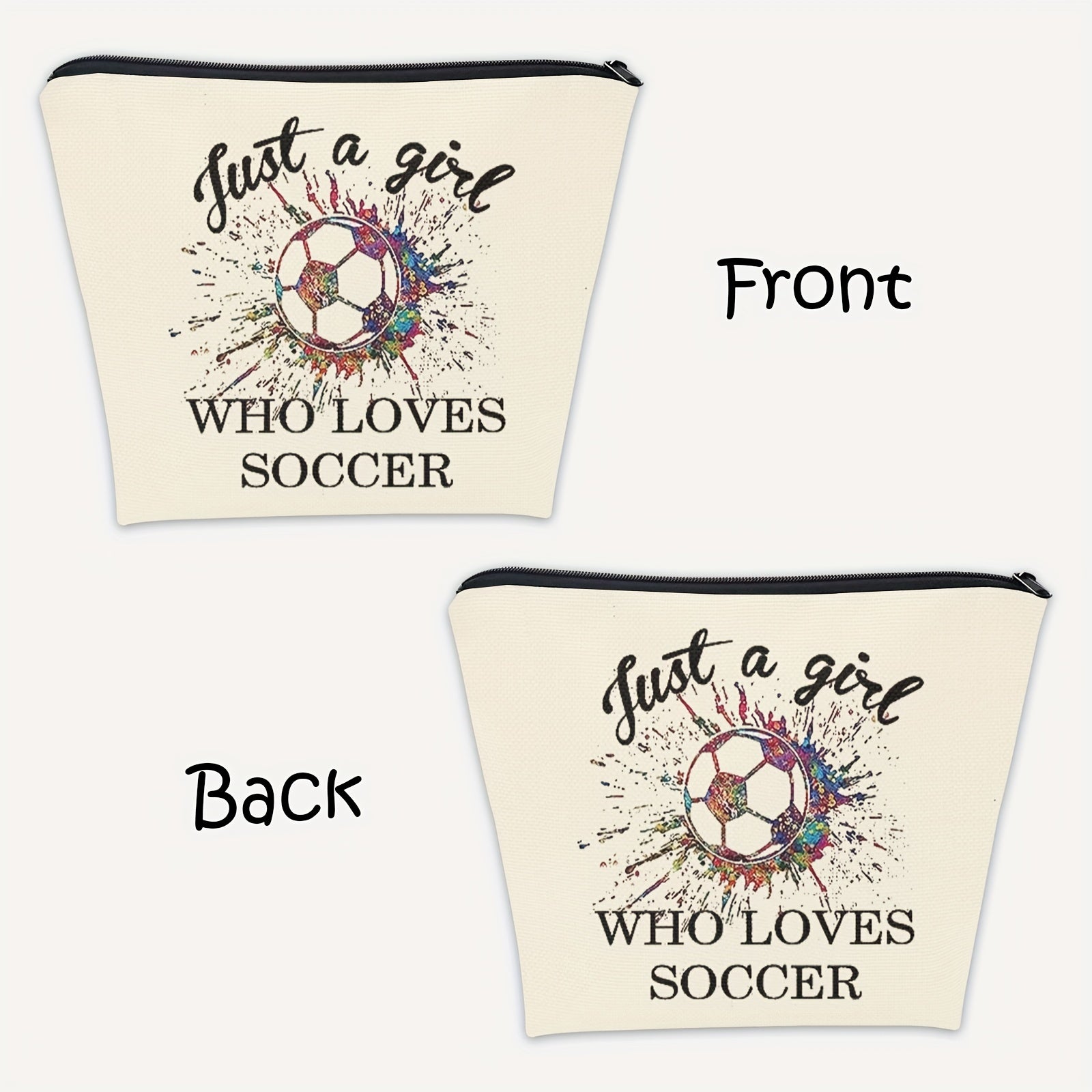 Soccer Gift Makeup Bag Soccer Player Fan Zipper Travel Makeup Bag