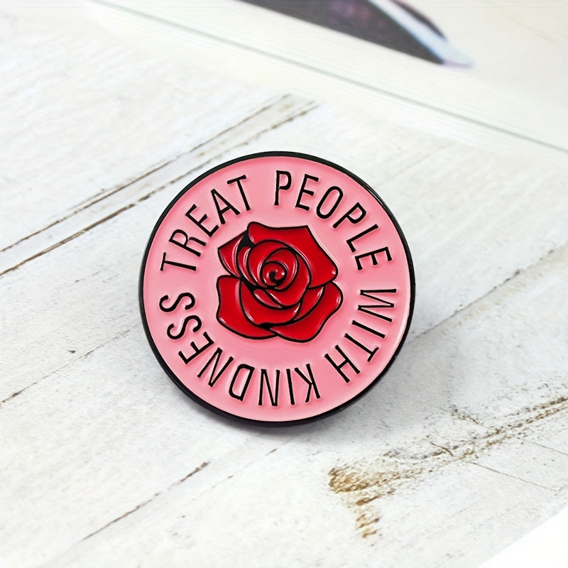 Kindness Brooch Red Pink Round
