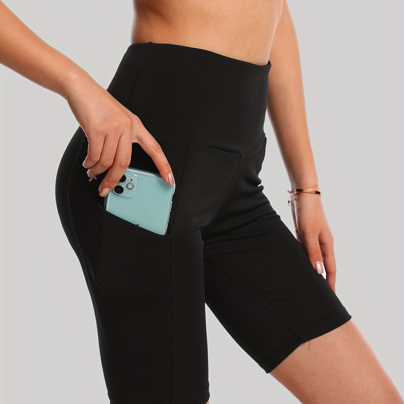 High Waist Pocket Yoga Workout Shorts Hip Lifting Running Fitness