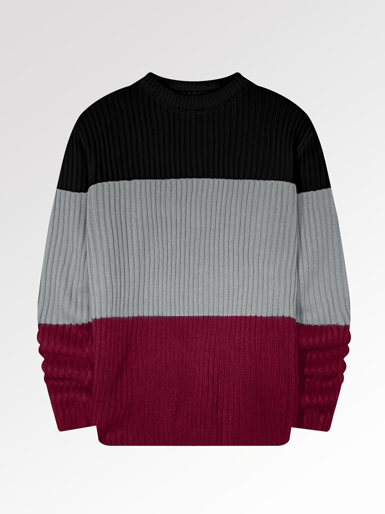 Men's Block Crew Neck Pullover Knit Sweater Top