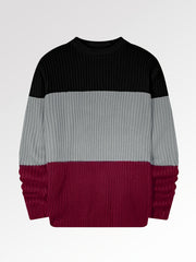 Men's Block Crew Neck Pullover Knit Sweater Top