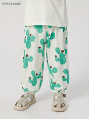 Girls Cartoon Elastic Cropped Pants Kids Summer Breathable Baggy Pants