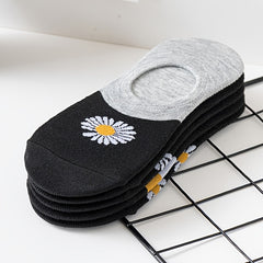5 Pairs Floral Ankle Socks Breathable Non slip Women Stockings