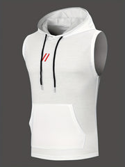 Men's Sleeveless Hoodie with Drawstring for Summer Outdoor Activities