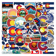 50PCS Waterproof Colorado State Map Stickers for Luggage Helmets & Laptops