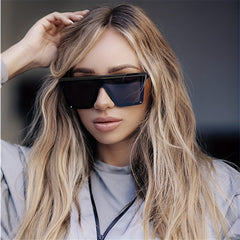 Flat Top Sunglasses Oversized Square Frame Gradient Lens UV400