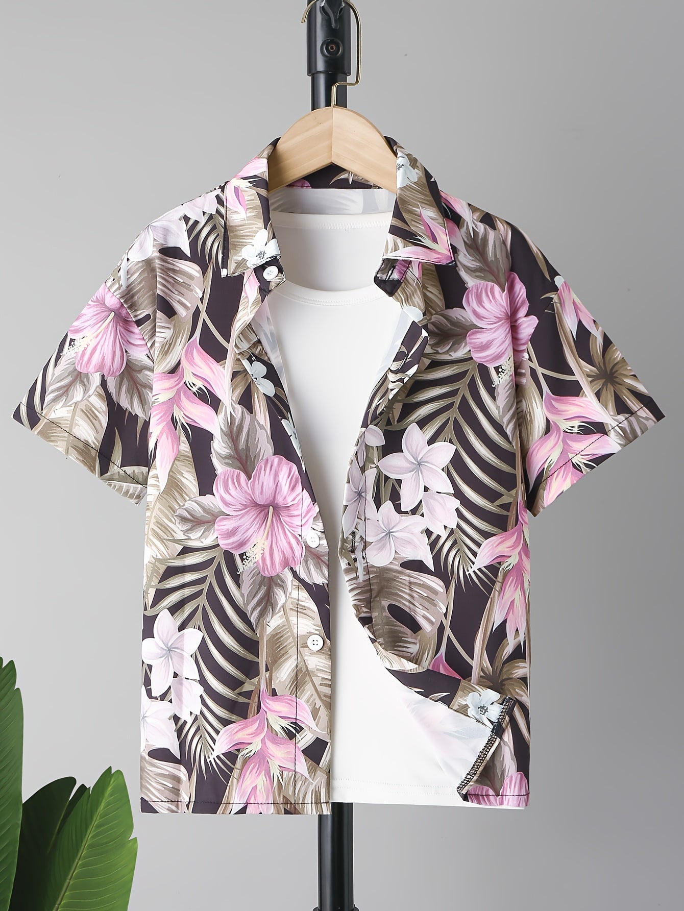 Hawaii Floral And Leaf Full Graphic Print Boys Top