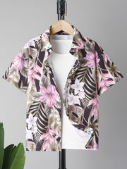 Hawaii Floral And Leaf Full Graphic Print Boys Top
