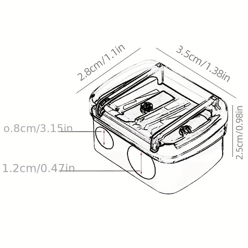 Double Holes Cosmetic Pencil Sharpener Stainless Steel Blades Plastic Cover
