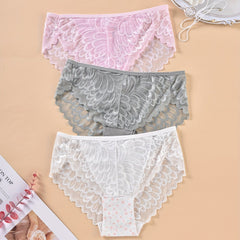 3 Pack Plus Size Graphic Lace Floral Print Panty Set