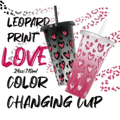 2pcs 710ml Leopard Print Cups with Lids & Keychains, Reusable Coffee Cup