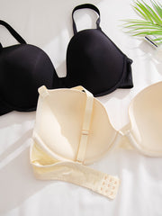 4 Pack Plus Size Bras Set Women's Plus Solid & Leopard Print Padded Underwire