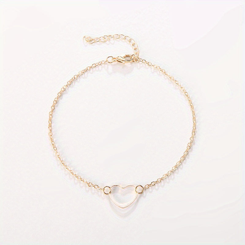 Heart Decor Chain Bracelet for Girls Daily Wear