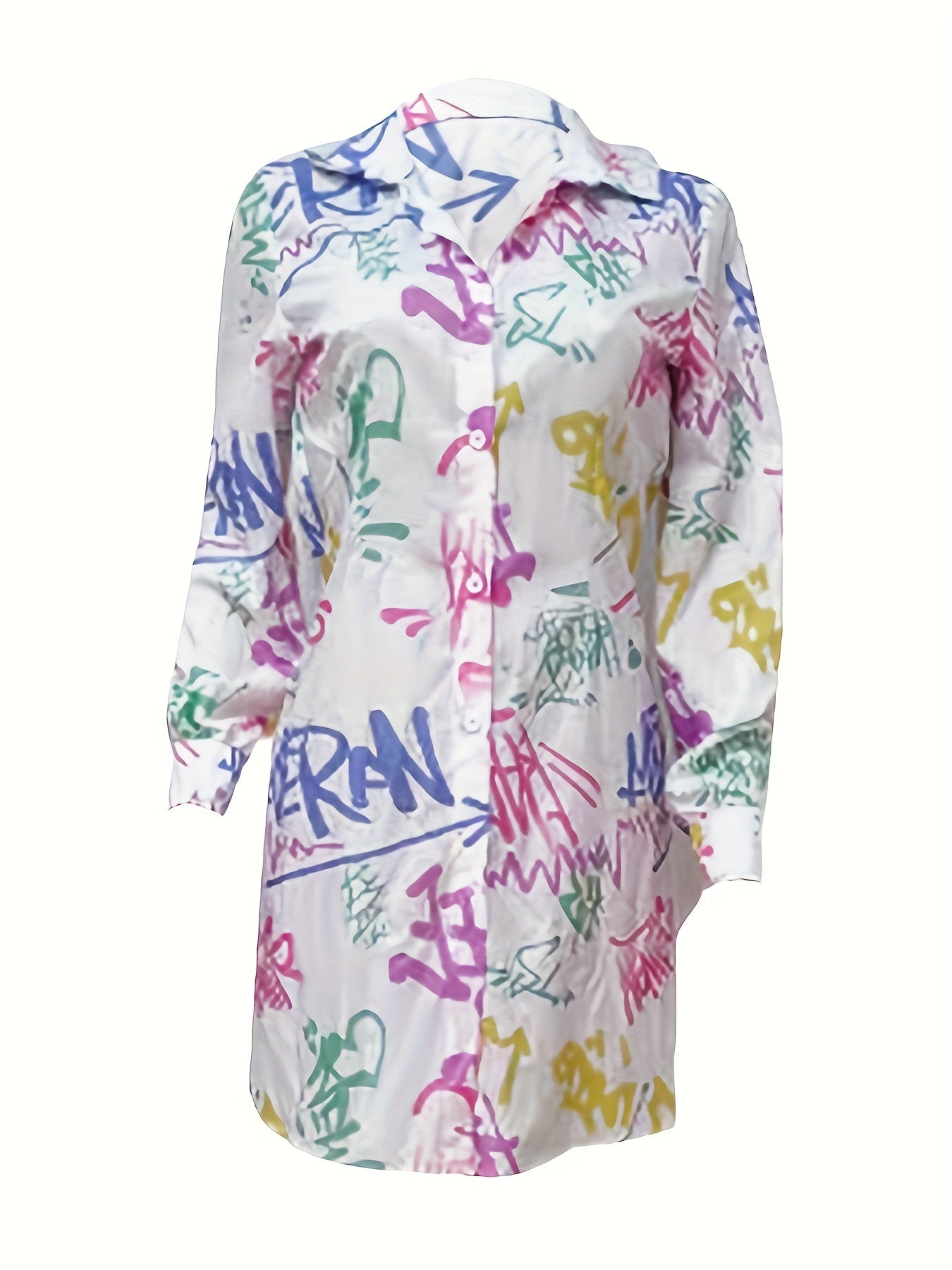 Graffiti Print Button Up Blouse