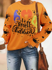 Halloween Graphic Print Sweatshirt Casual Crew Neck Long Sleeve Sweatshirt