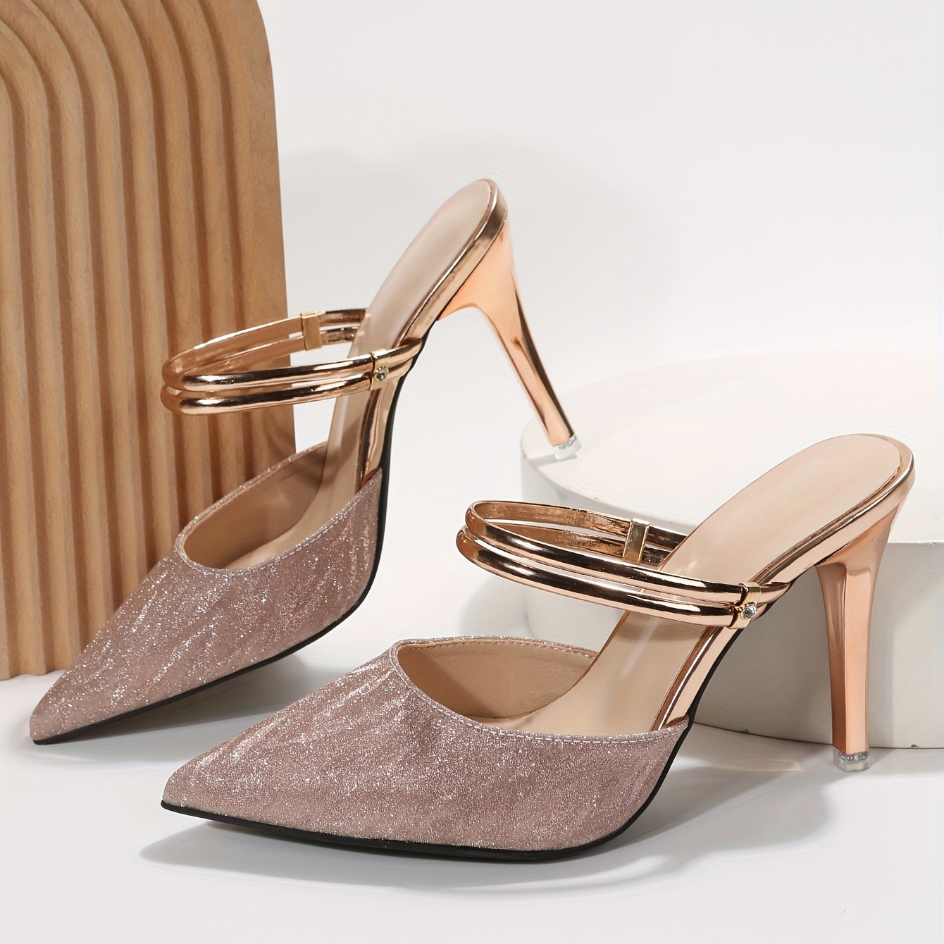 Women's Glitter Stiletto Heel Sandal for Dressing