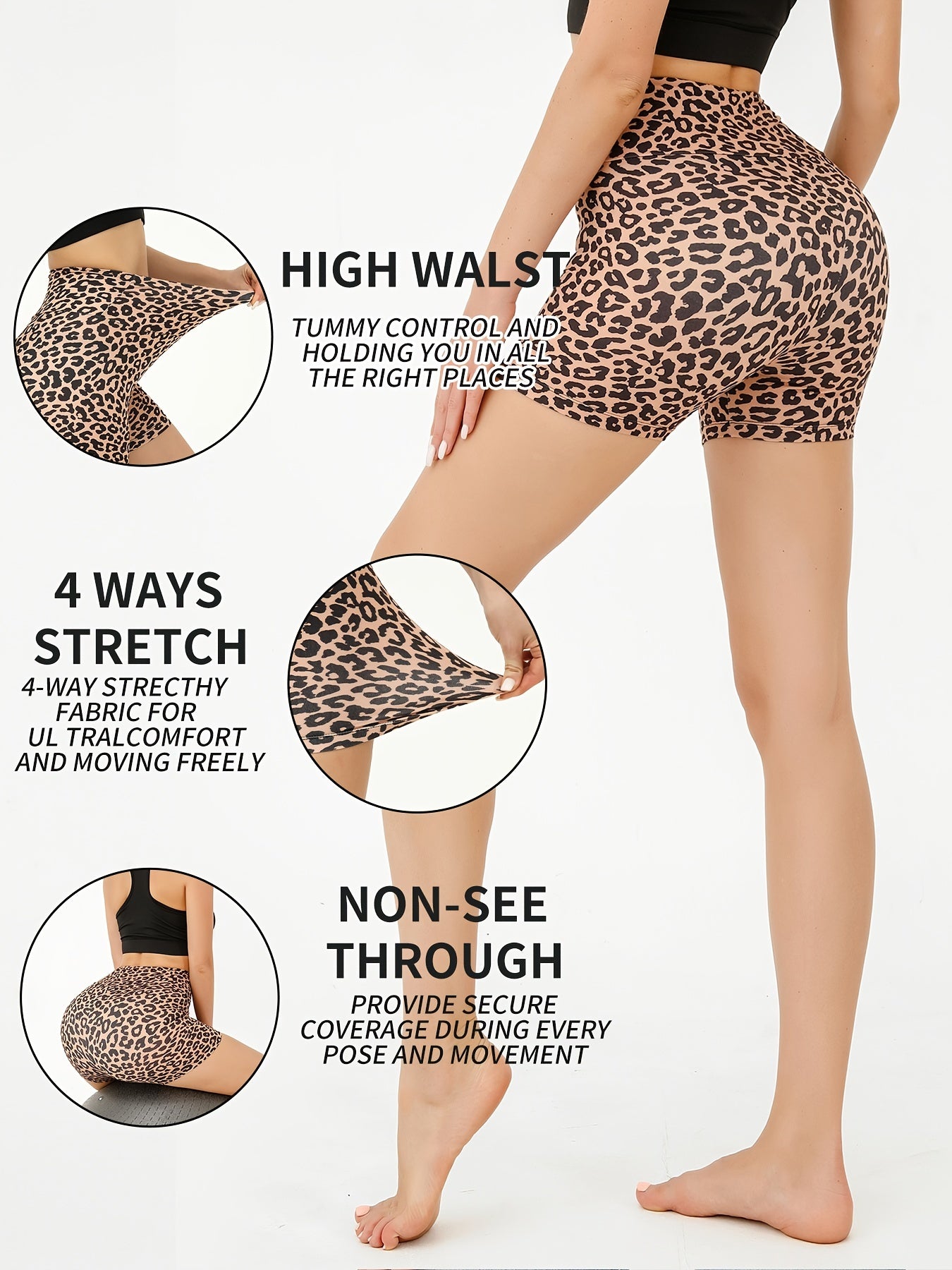 Leopard Print Yoga Shorts for Women