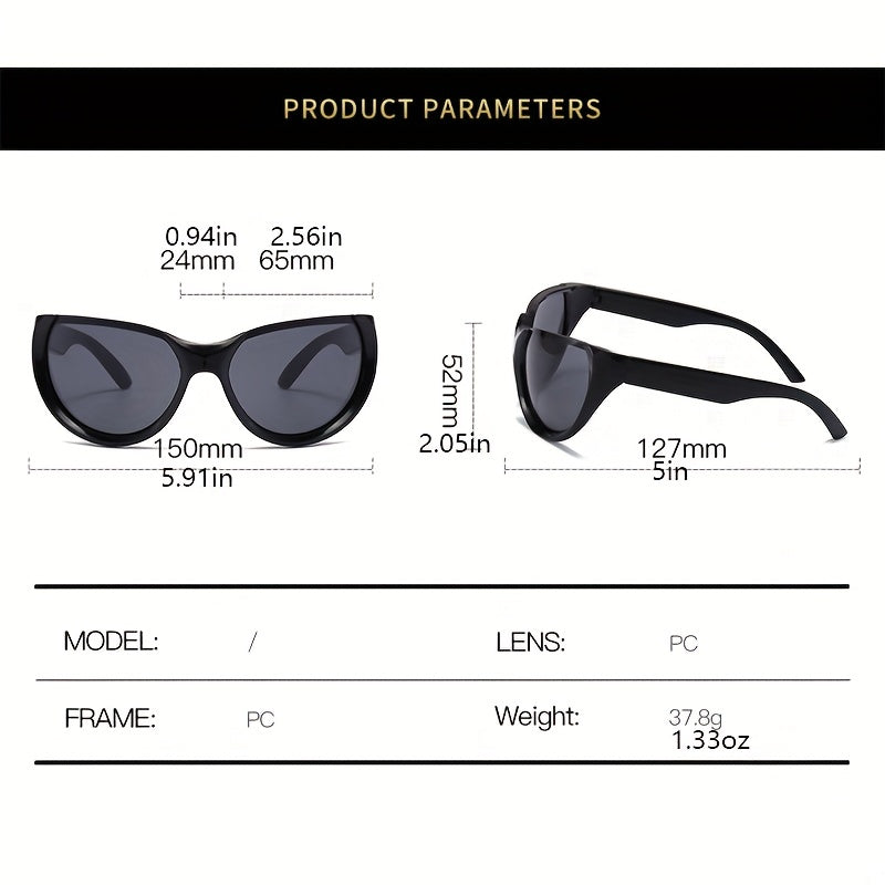 Y2K Cyberpunk Sunglasses UV400 Mirror Lens Sun Shades