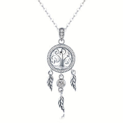 925 Silver Tree Of Life Dream Catcher Pendant Necklace