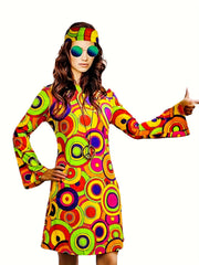 Flared Sleeve Round Neck Plus Size Party Dress