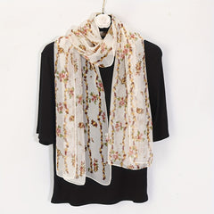 Vintage Floral Pattern Yarn Scarf Lightweight Breathable Shawl