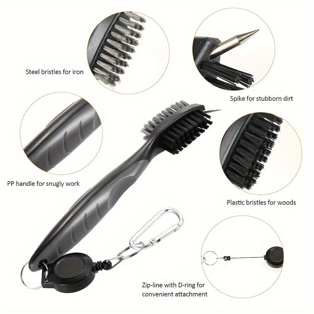 Golf Club Cleaning Brush with Protective Case and Carabiner Clip