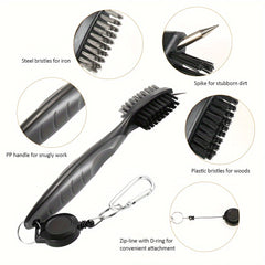 Golf Club Cleaning Brush with Protective Case and Carabiner Clip