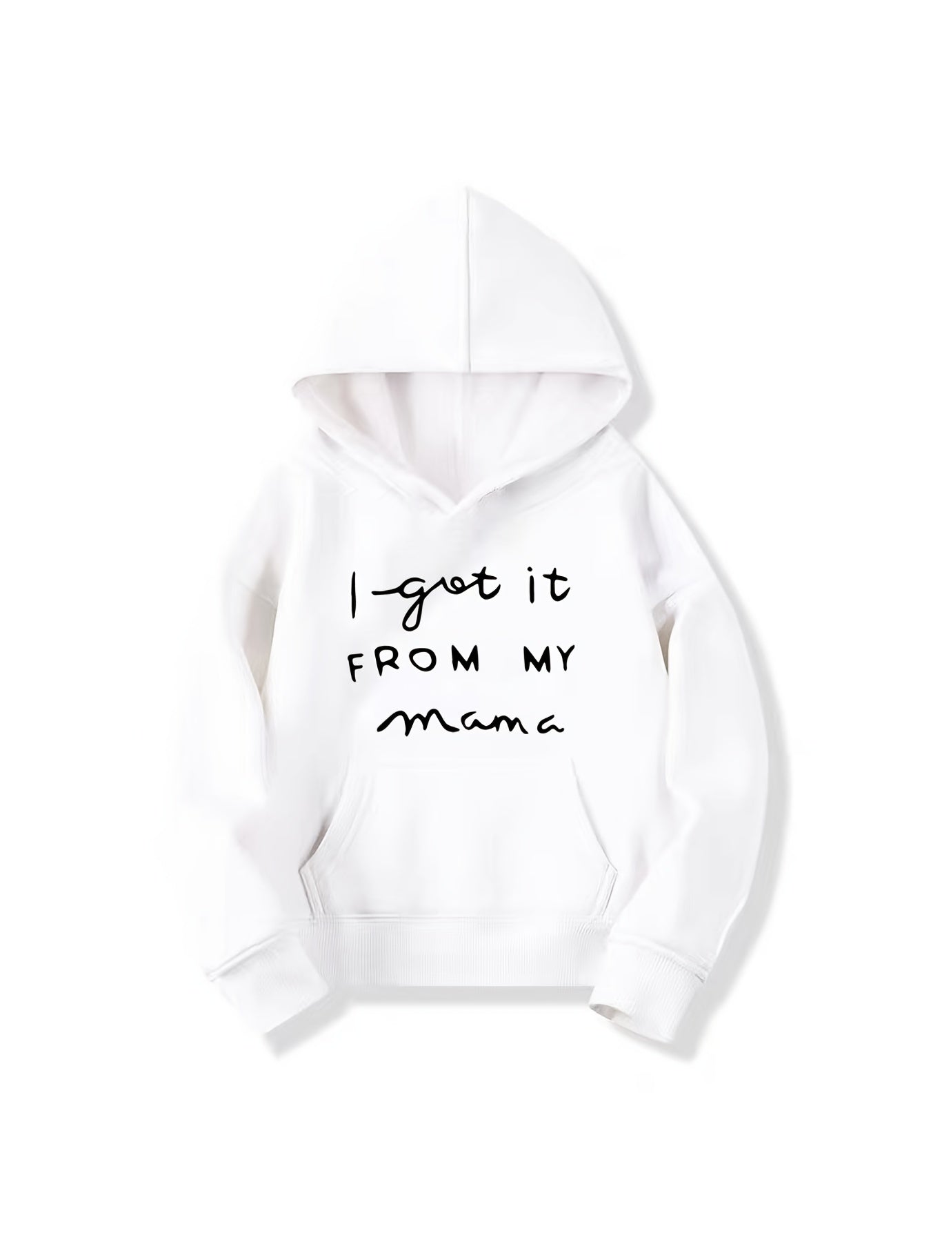 Girls' Mama Print Hooded Sweatshirt Top Youth Long Sleeve Hoodie