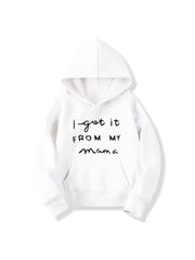 Girls' Mama Print Hooded Sweatshirt Top Youth Long Sleeve Hoodie