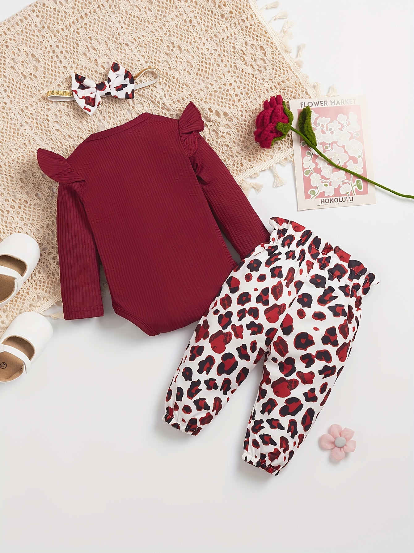 Baby Mama Embroidered Onesie & Leopard Print Trousers Set