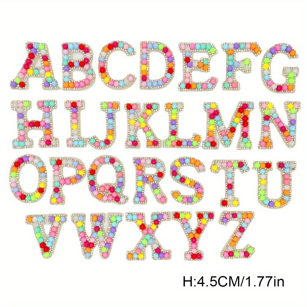 26pcs Alphabet Rhinestone Pearl Beads Letter Patch Decals DIY Accessories