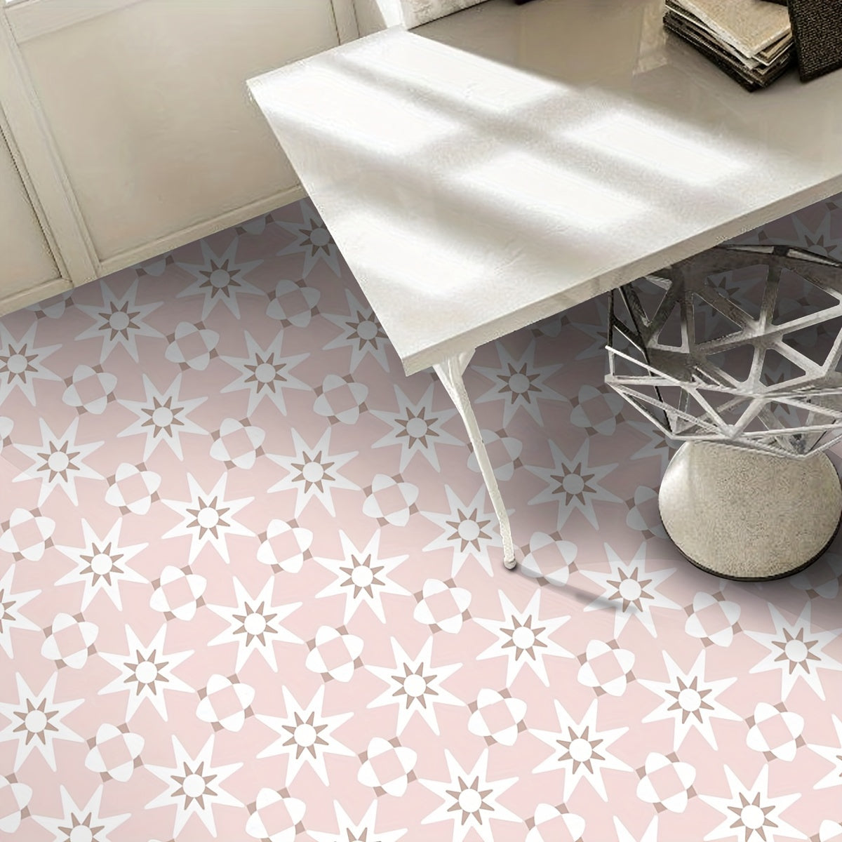 9pcs Pink Printed Floor Stickers Waterproof Anti-slip Home Decoration