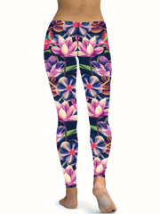 Flower Print Yoga Leggings for Women Slimming Fitness Workout Sports Tights