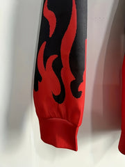 Flame Print Hoodies Men Graphic Hoodie Loose Pullover