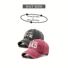 Couple Baseball Cap SOCCER MOM & SOCCER DAD Washed Distressed Dad Hat
