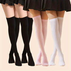 4 Pairs Thin Over The Knee Socks Stretchy Stockings Women's Stockings