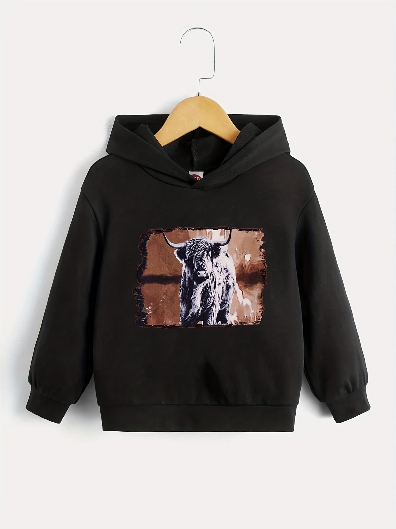 Sheep Print Boys Casual Hooded Sweatshirt for Spring Fall