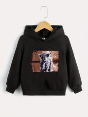 Sheep Print Boys Casual Hooded Sweatshirt for Spring Fall