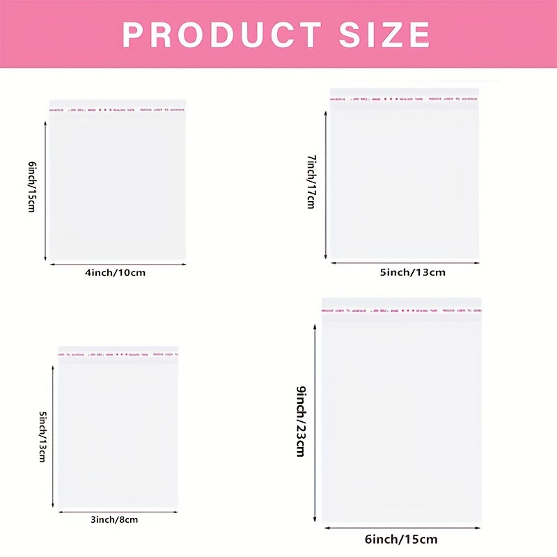 200pcs Self-sealing Cellophane Bag Reusable Packaging Gift