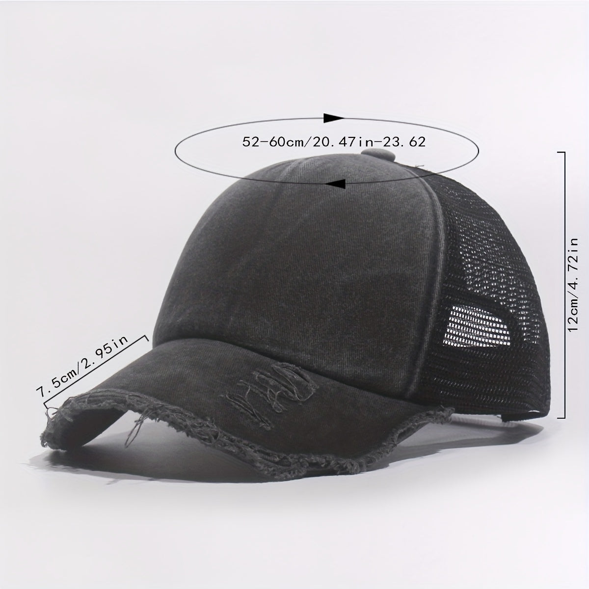 Perforated Baseball Cap Mesh Hat Curved Brim Snapback Cap