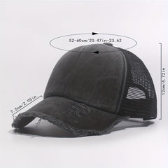 Perforated Baseball Cap Mesh Hat Curved Brim Snapback Cap