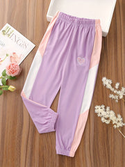 Girls' Purple Heart Block Print Jogger Pants, 6-12 Years