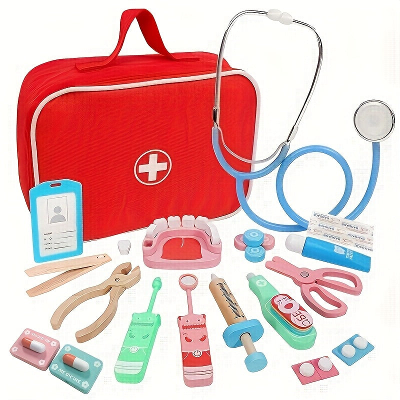 Children's Doctor Role Playing Toy Set with 25pcs 15pcs 8pcs Wooden