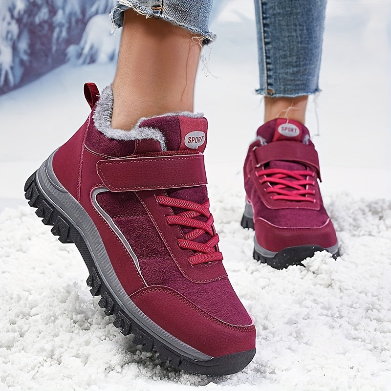 Plush Lined Snow Boots Wear Resistant Thermal Hiking Shoes