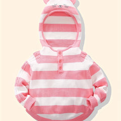 Baby Thin Stripe Hooded Sweater Newborn Cotton Hoodie