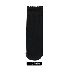 10 Pairs Floral Trim Tulle Socks Ultra Thin Mid Tube Stockings