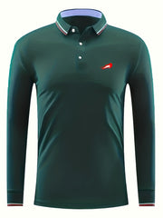 Men's Red Leopard Print Polo Shirt Button Up